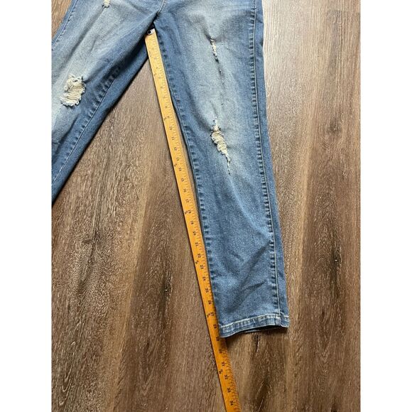 Denim Overalls Women Size 31 Blue Denim Distressed Y2K Stretch RSQ - Picture 7 of 7